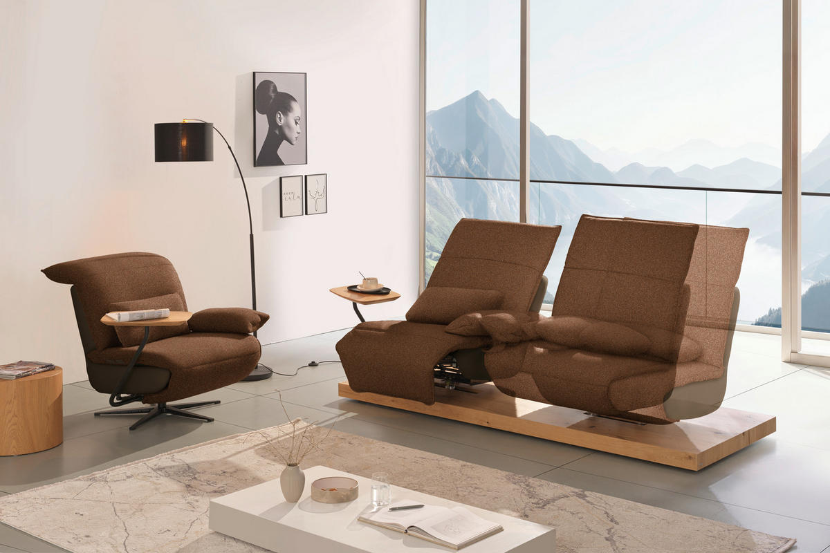 SESSEL Flachgewebe, Mikrofaser Cognac  - Cognac/Schwarz, Design, Textil/Metall (84/65/91cm) - Koinor