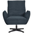 SESSEL in Bouclé Blau  - Blau/Schwarz, Design, Textil/Metall (60/94/86cm) - Dieter Knoll