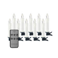 LED-KERZENSET  - Dunkelgrün/Transparent, KONVENTIONELL, Kunststoff/Metall (10,5cm) - X-Mas