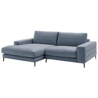 ECKSOFA  in Velours Blau  177/253 cm  - Blau/Schwarz, Design, Textil/Metall (177/253cm) - Dieter Knoll