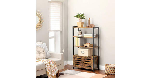 AUFBEWAHRUNGSREGAL - Schwarz/Braun, Trend, Holzwerkstoff/Metall (70/121,5/30cm) - Boxxx