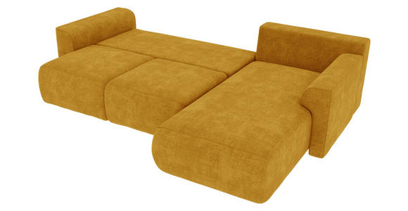 ECKSOFA Gelb Samt  - Chromfarben/Gelb, KONVENTIONELL, Kunststoff/Textil (293/195cm) - Carryhome