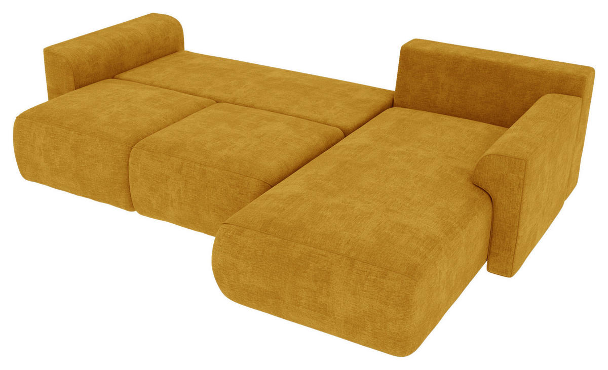 ECKSOFA in Samt Gelb  293/195 cm  - Chromfarben/Gelb, KONVENTIONELL, Kunststoff/Textil (293/195cm) - Carryhome