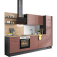 KÜCHENBLOCK 290 cm   in Graphitfarben, Rot, Eichefarben  - Edelstahlfarben/Eichefarben, Design, Holzwerkstoff/Metall (290cm) - Xora