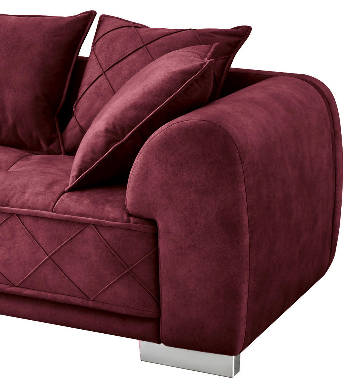 ECKSOFA in Mikrovelours Bordeaux  - Bordeaux/Silberfarben, Basics, Kunststoff/Textil (319/194cm) - MID.YOU