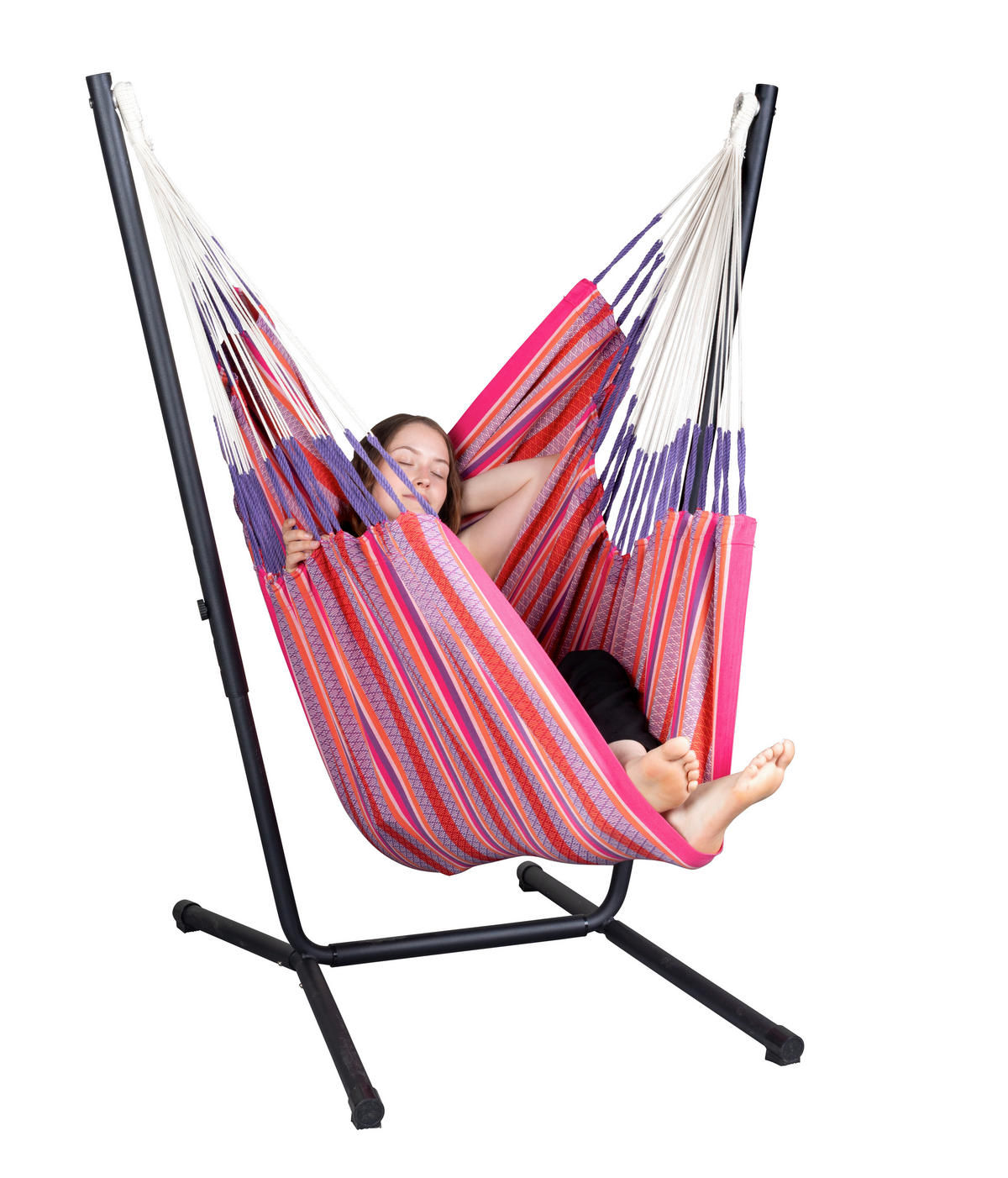 HÄNGEMATTE  - Anthrazit/Lila, KONVENTIONELL, Textil/Metall (115/160/105cm) - La Siesta