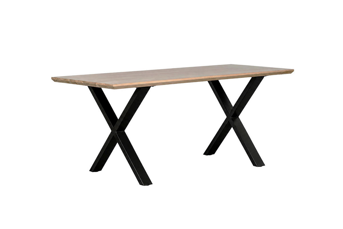 ESSTISCH 160/90/76 cm Echtholz  Holz, Metall rechteckig Akaziefarben  - Schwarz/Akaziefarben, MODERN, Holz/Metall (160/90/76cm) - MID.YOU