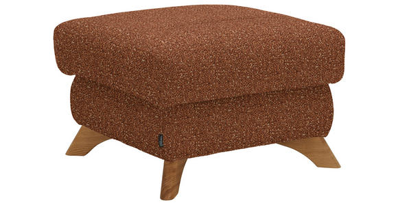 HOCKER Bouclé Cognac - Eichefarben/Cognac, MODERN, Holz/Textil (65/47/65cm) - Valnatura