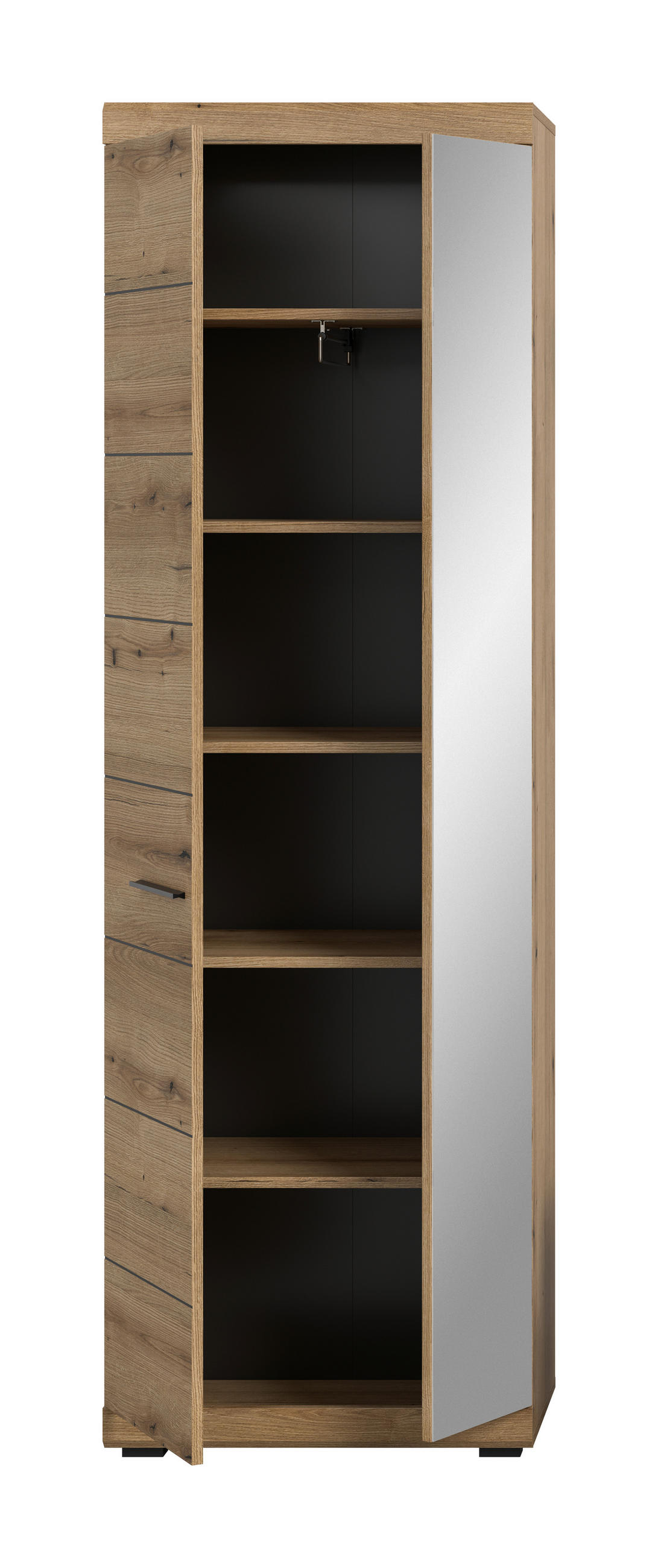 GARDEROBENSCHRANK  in 62/197/37 cm  - Eiche dunkel/Anthrazit, Design, Glas/Holzwerkstoff (62/197/37cm) - Livetastic