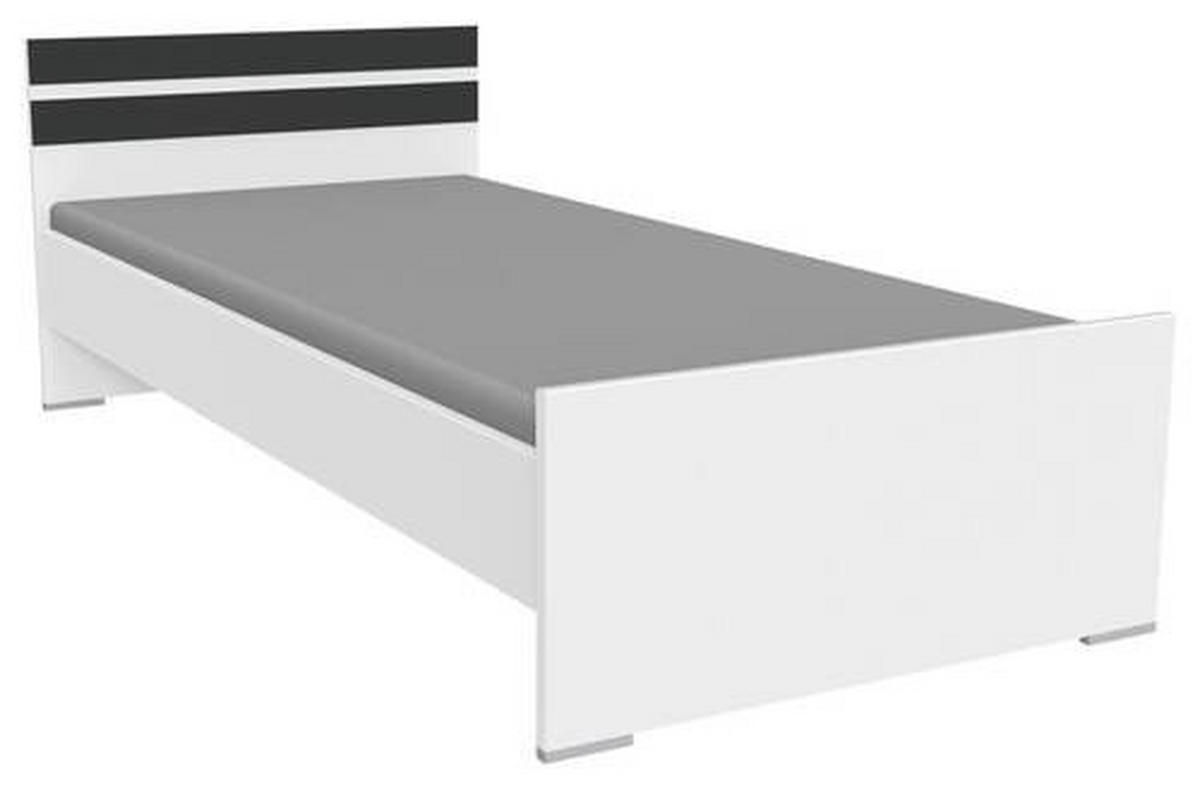 BETT 90/200 cm Graphitfarben, Weiß  - Alufarben/Graphitfarben, KONVENTIONELL (90/200cm) - Boxxx