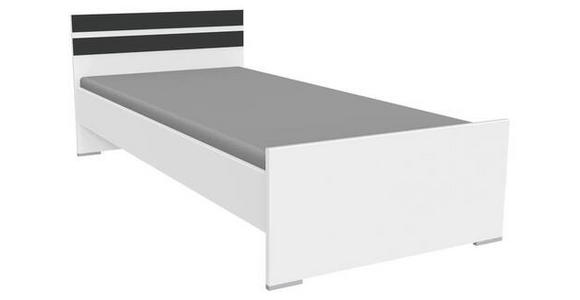 BETT 90/200 cm in Graphitfarben, Weiß - Alufarben/Graphitfarben, KONVENTIONELL, Holzwerkstoff (90/200cm) - Carryhome