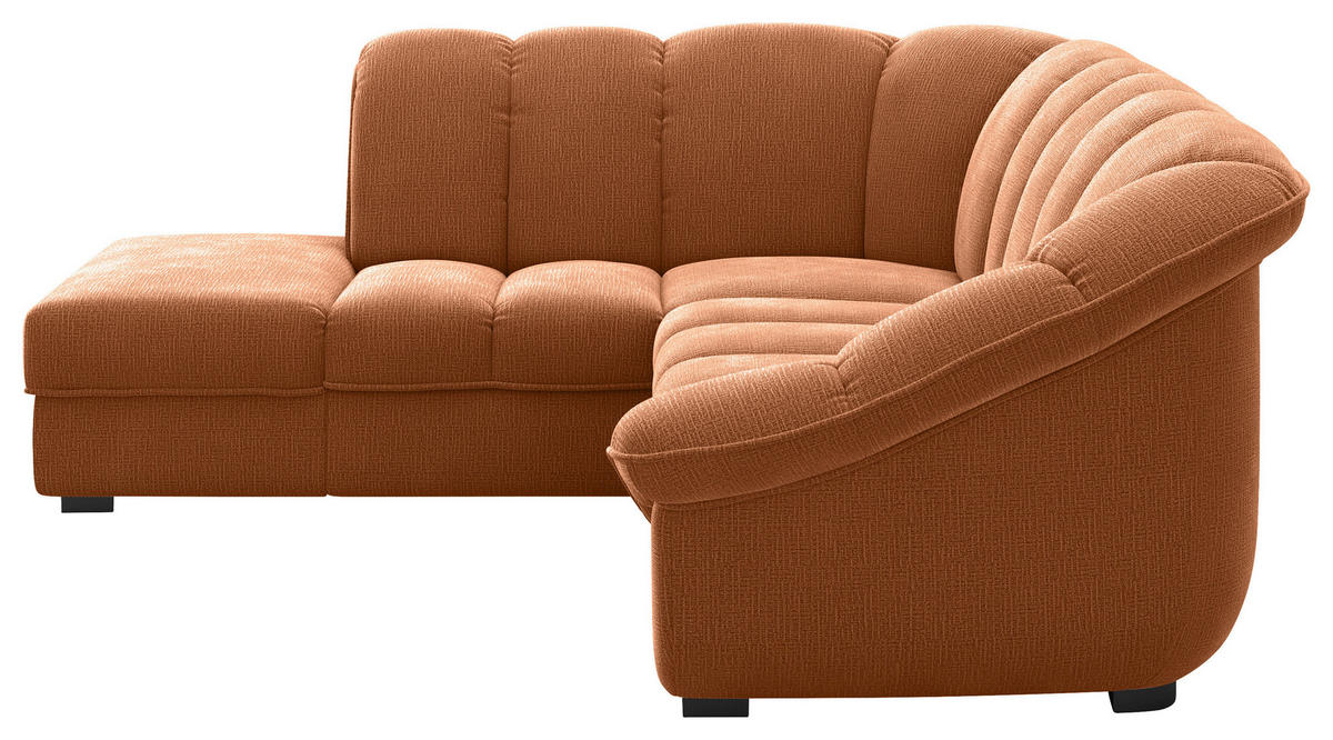 ECKSOFA Terracotta Chenille Bettkasten, Schlaffunktion, Rücken echt  - Terracotta/Schwarz, KONVENTIONELL, Kunststoff/Textil (222/260cm) - Welnova