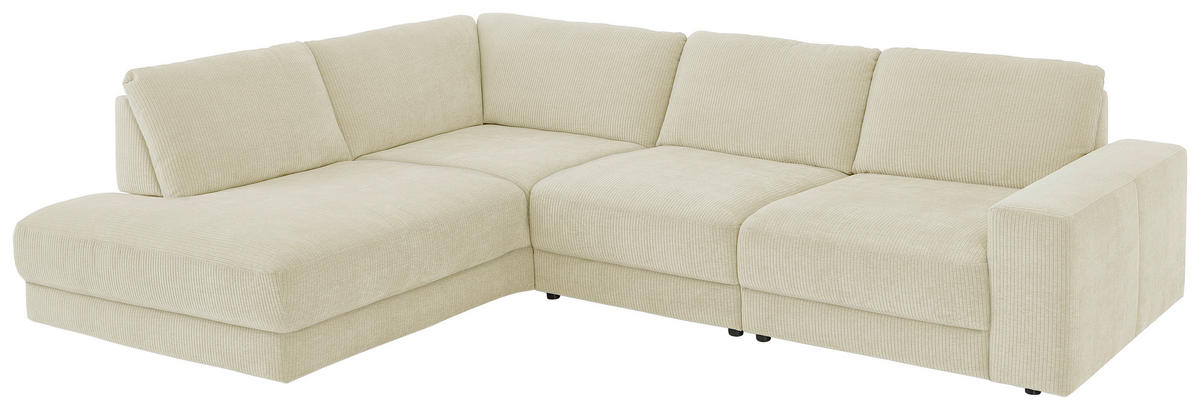 ECKSOFA in Chenille, Jacquard Naturfarben  - Schwarz/Naturfarben, Design, Kunststoff/Textil (242/316cm) - Niels Andersson