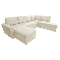 WOHNLANDSCHAFT in Cord Beige  - Beige/Schwarz, Design, Kunststoff/Textil (155/297/212cm) - MID.YOU