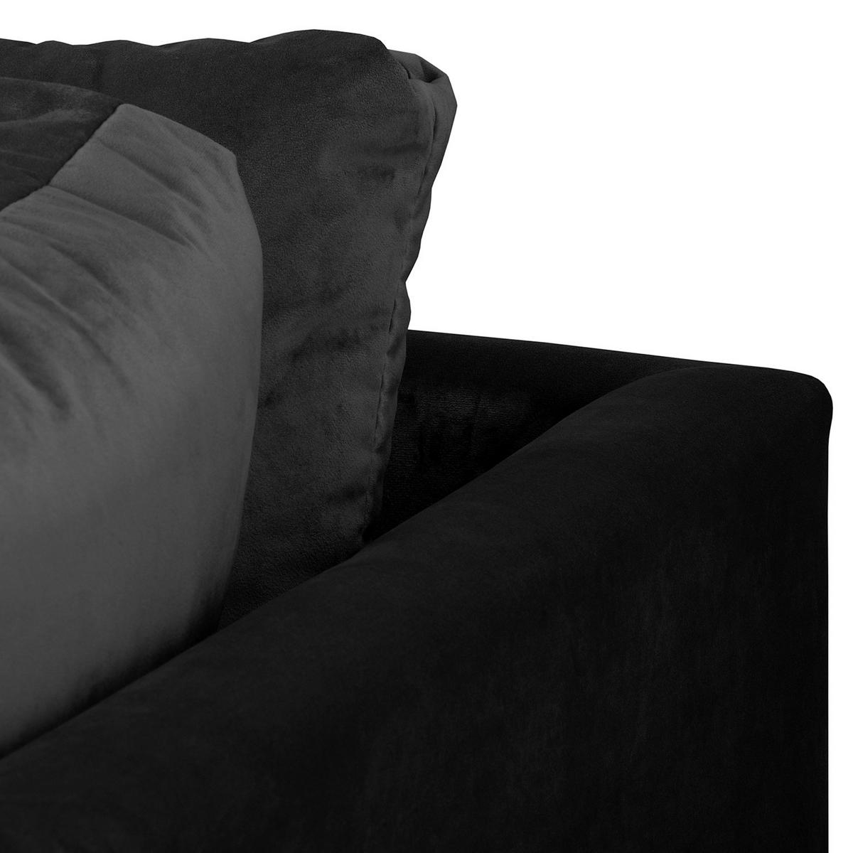 ECKSOFA Ariella Schwarz Samt Rückenkissen  - Schwarz/Naturfarben, Design, Holz/Textil (231/161cm) - Livetastic