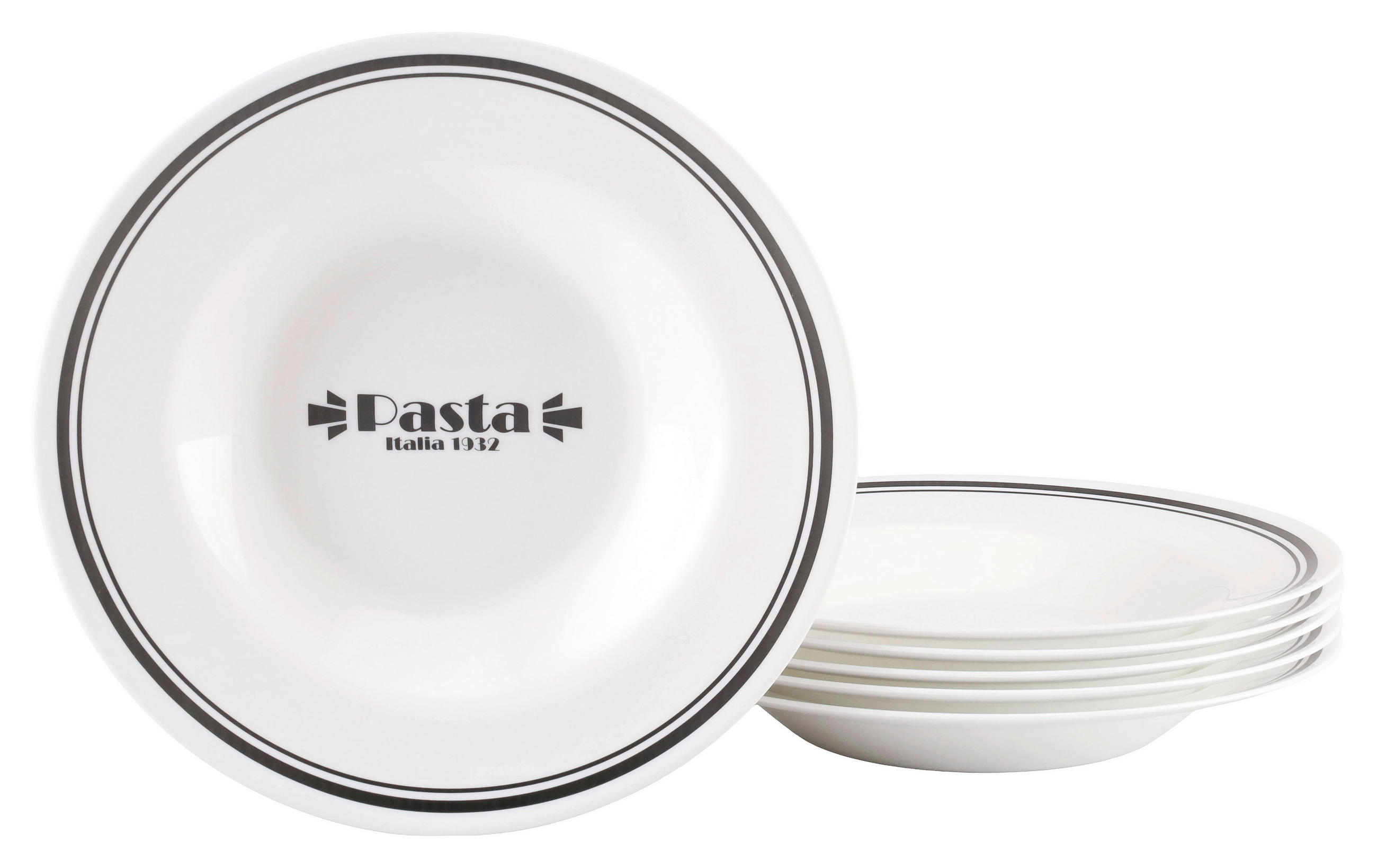 PASTATELLERSET Italien Party Bistrot 6-teilig  - Weiß, Basics, Glas (29cm) - Creatable