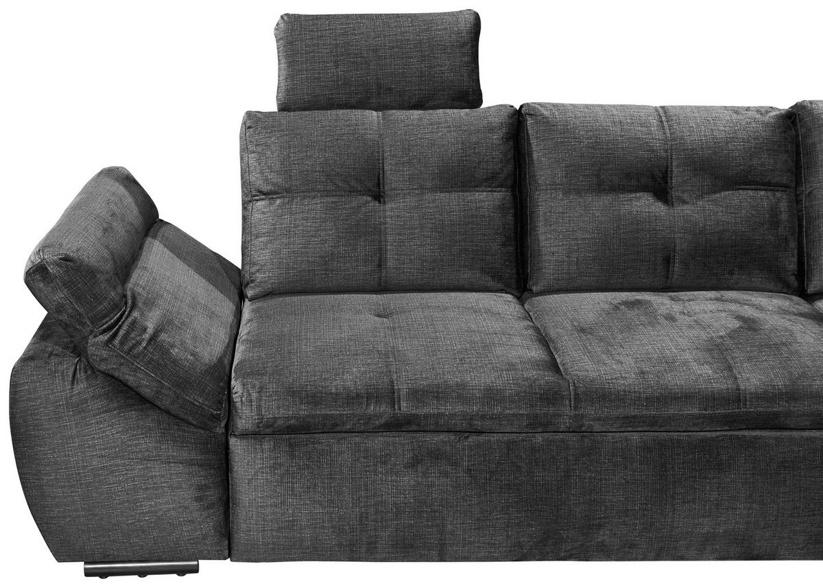 ECKSOFA in Mikrovelours Schwarz  - Schwarz, Konventionell, Kunststoff/Textil (265/217cm) - Carryhome
