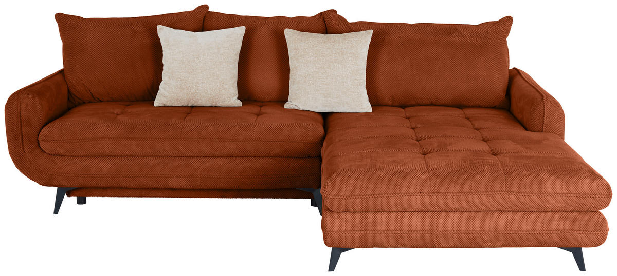 ECKSOFA WAVE Orange Struktur  - Beige/Schwarz, MODERN, Textil/Metall (266/189cm) - MID.YOU