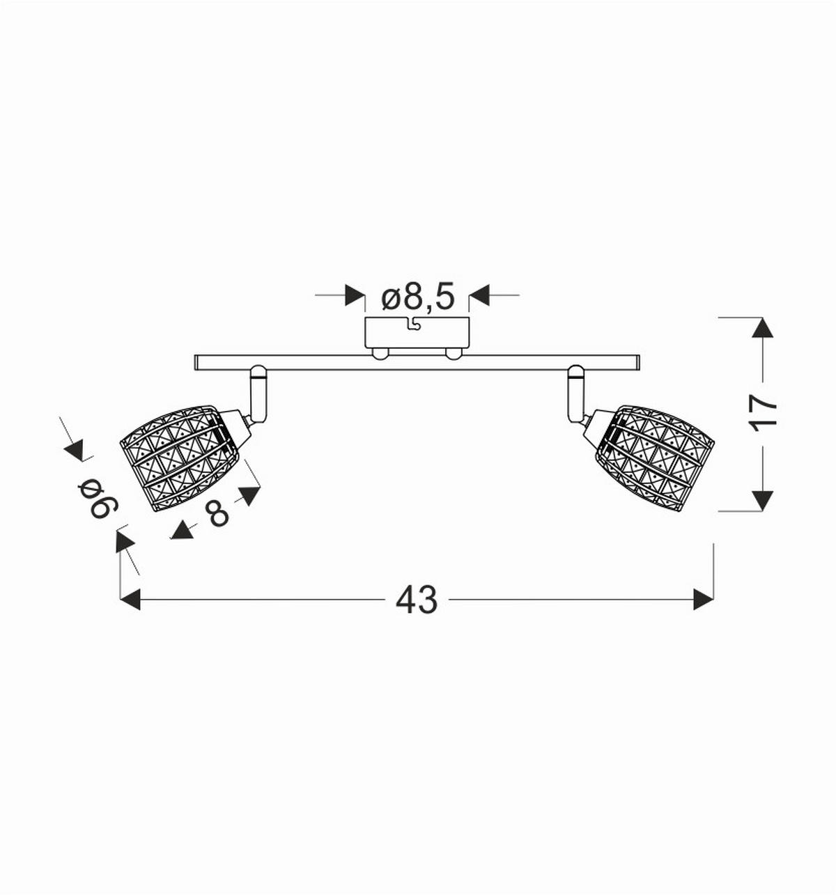 DECKENLEUCHTE    43/8.5/17 cm  - Chromfarben/Transparent, KONVENTIONELL, Glas/Metall (43/8.5/17cm)