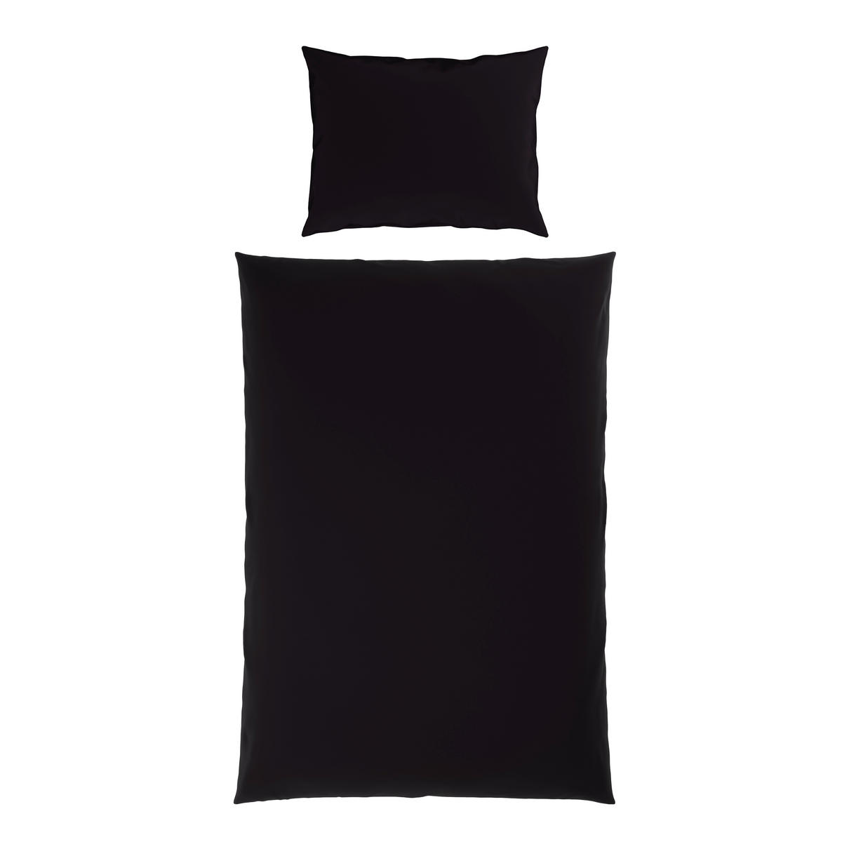 BETTWÄSCHESET TANJA Satin 160/210 cm  65 cm/100 cm  - Schwarz, Basics, Textil (160/210cm) - Novel