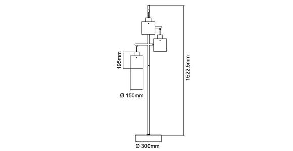STEHLEUCHTE Simonis 46/152 cm Modern  - Schwarz/Grau, Design, Glas/Metall (46/152cm) - Dieter Knoll