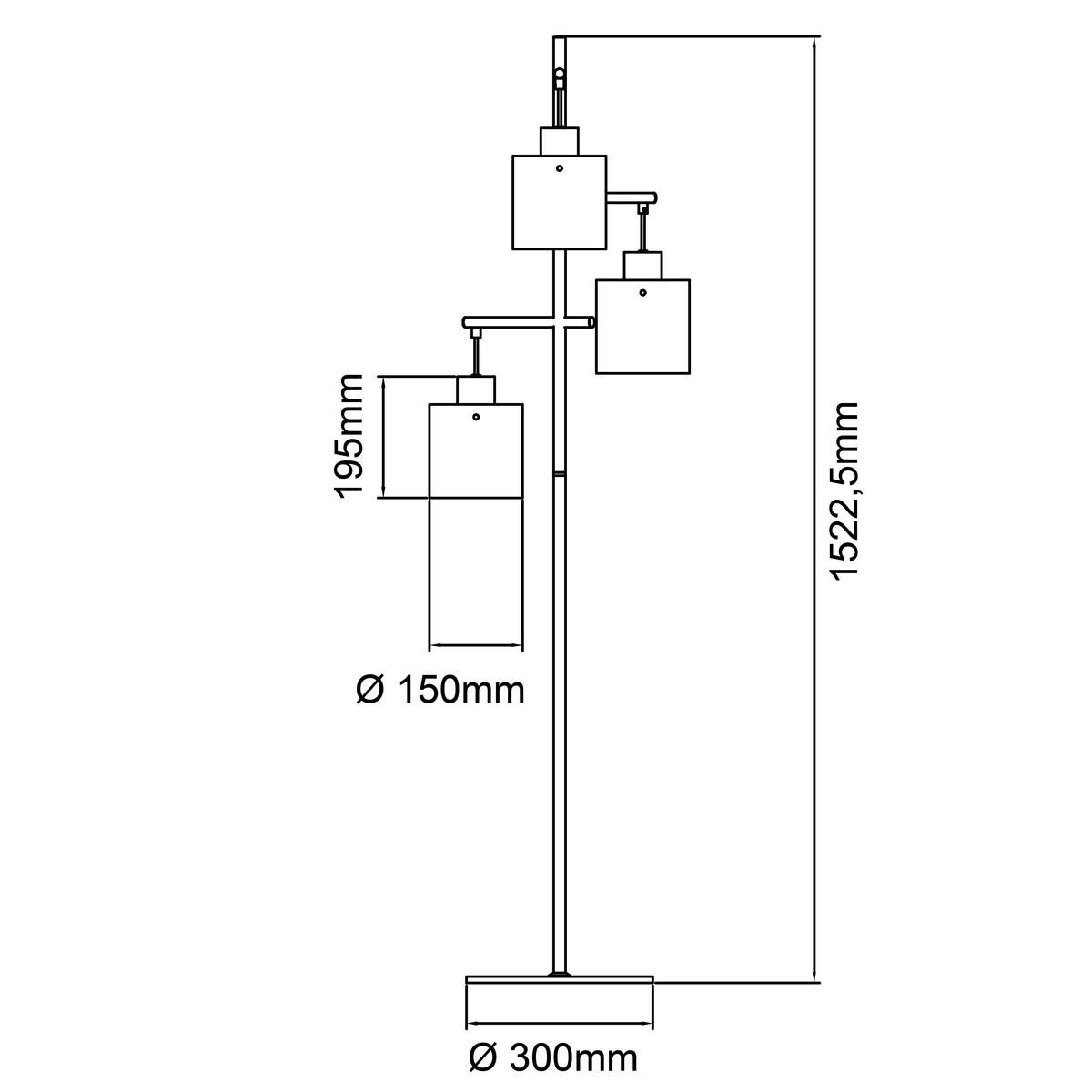 STOJACIA LAMPA, 46/152 cm  - čierna/sivá, Design, kov/sklo (46/152cm) - Dieter Knoll