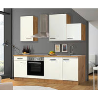 KÜCHENBLOCK 220 cm   in Eichefarben, Magnolie  - Eichefarben/Magnolie, MODERN, Holzwerkstoff/Metall (220cm) - FlexWell