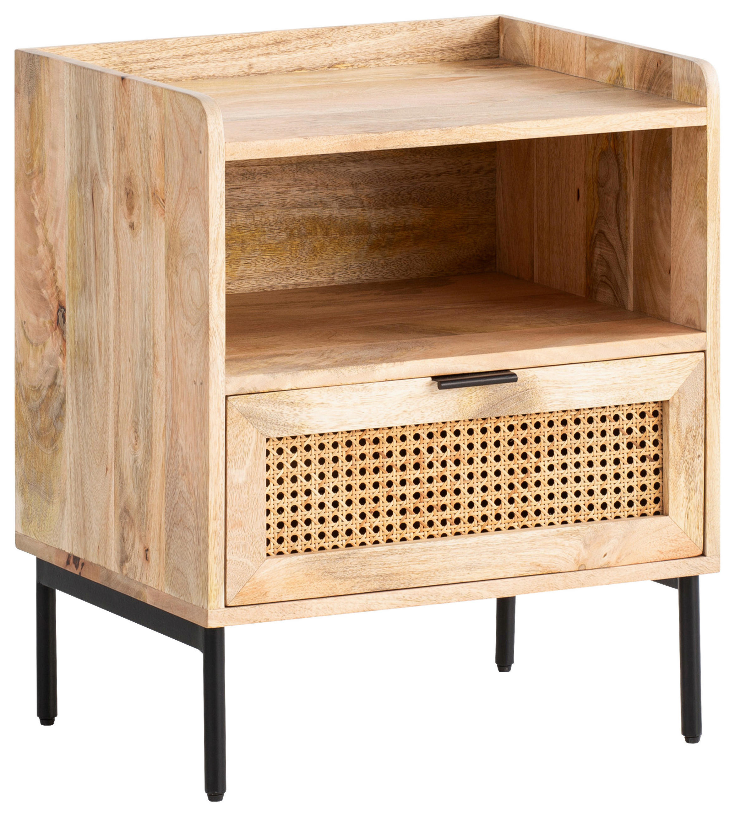 NACHTTISCH 50/60/40 cm  in massiv Mangoholz Naturfarben  - Schwarz/Naturfarben, Lifestyle, Holz/Metall (50/60/40cm) - MID.YOU