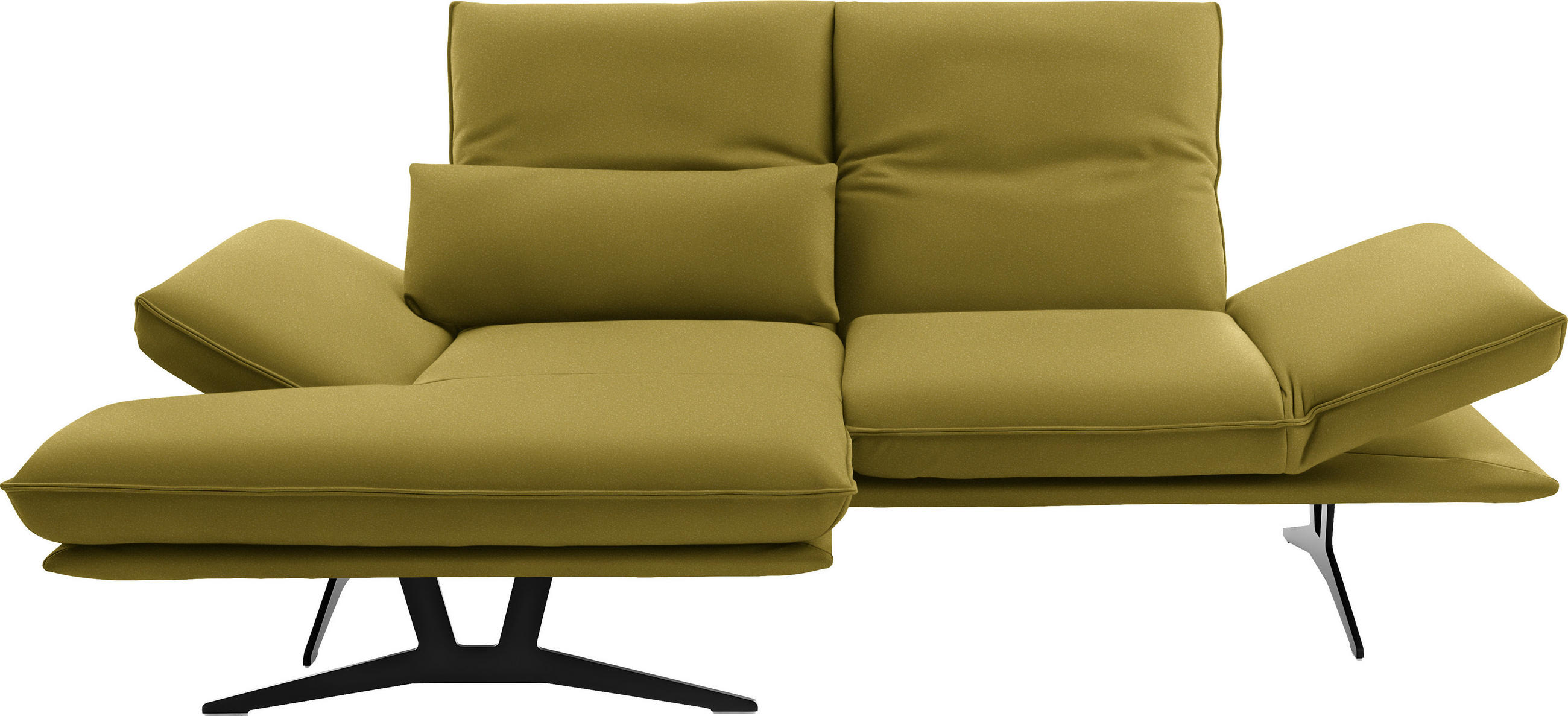 ECKSOFA in Echtleder Hellgrün  130/210 cm  - Gelb/Schwarz, Design, Leder/Metall (130/210cm) - Dieter Knoll