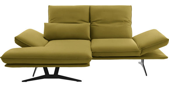 ECKSOFA in Echtleder Hellgrün 130/210 cm - Gelb/Schwarz, Design, Leder/Metall (130/210cm) - Dieter Knoll