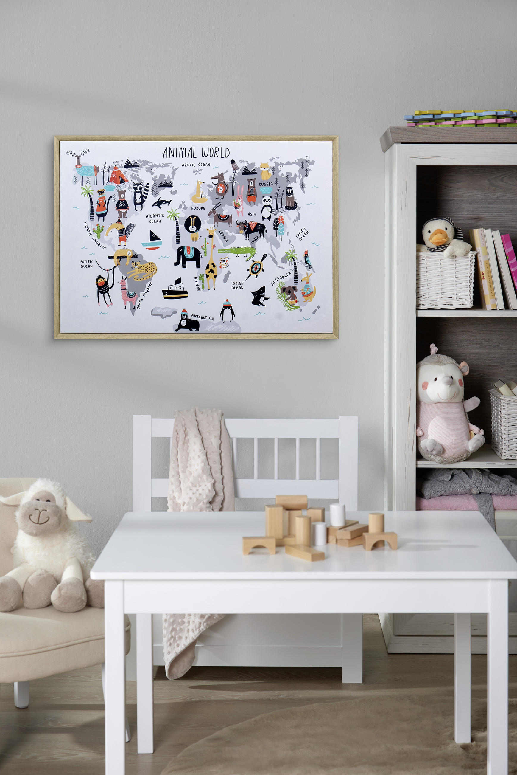 KINDERBILD Weltkarte  - Hellbraun/Multicolor, Basics, Holzwerkstoff/Kunststoff (70/50cm) - Monee