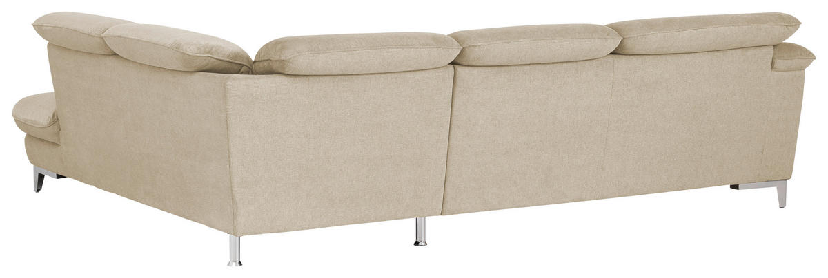 ECKSOFA in Chenille Beige  - Chromfarben/Beige, Design, Textil/Metall (293/232cm) - Livetastic