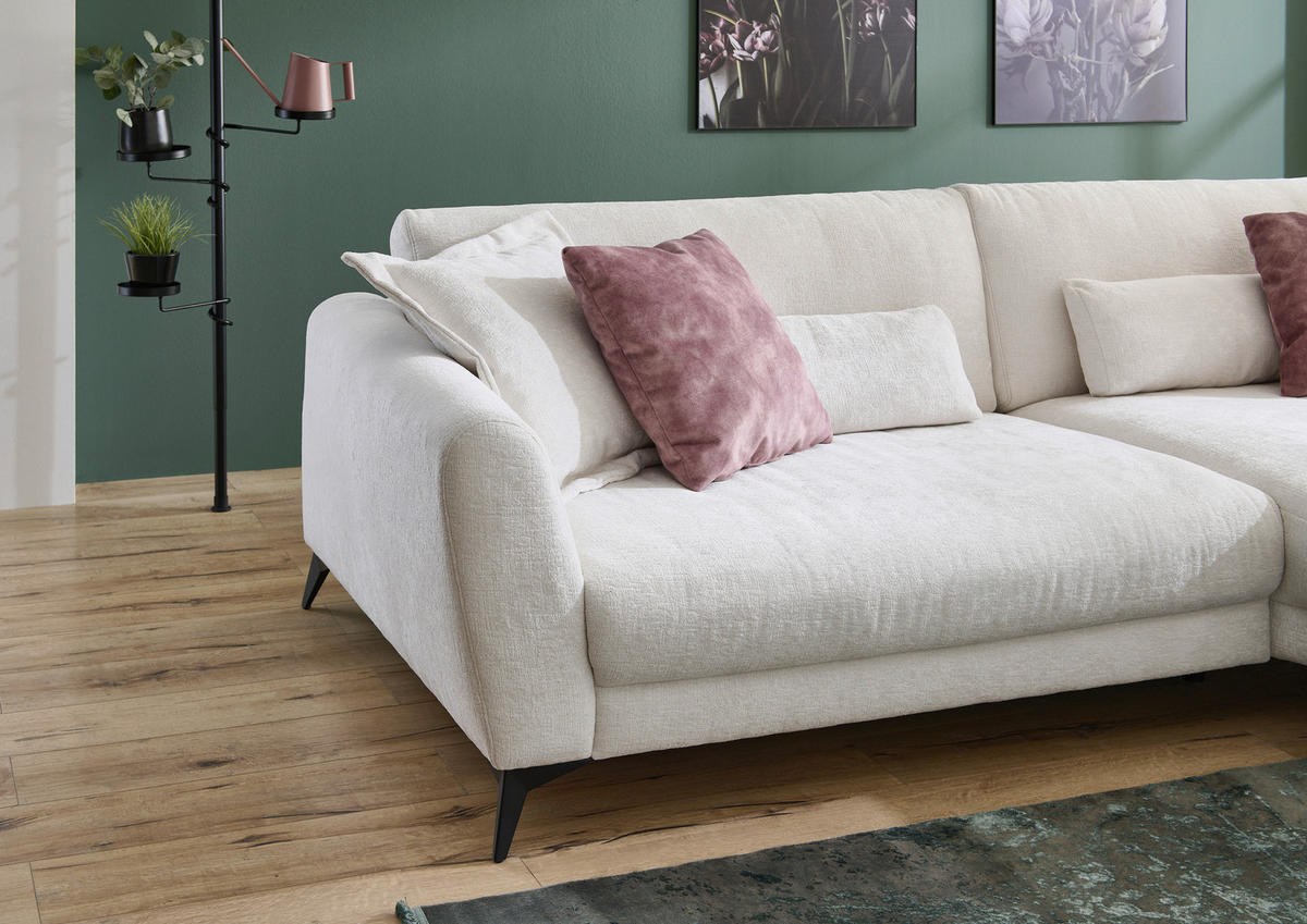 ECKSOFA Naturfarben Chenille  - Schwarz/Naturfarben, Design, Textil/Metall (288/194cm) - Niels Andersson