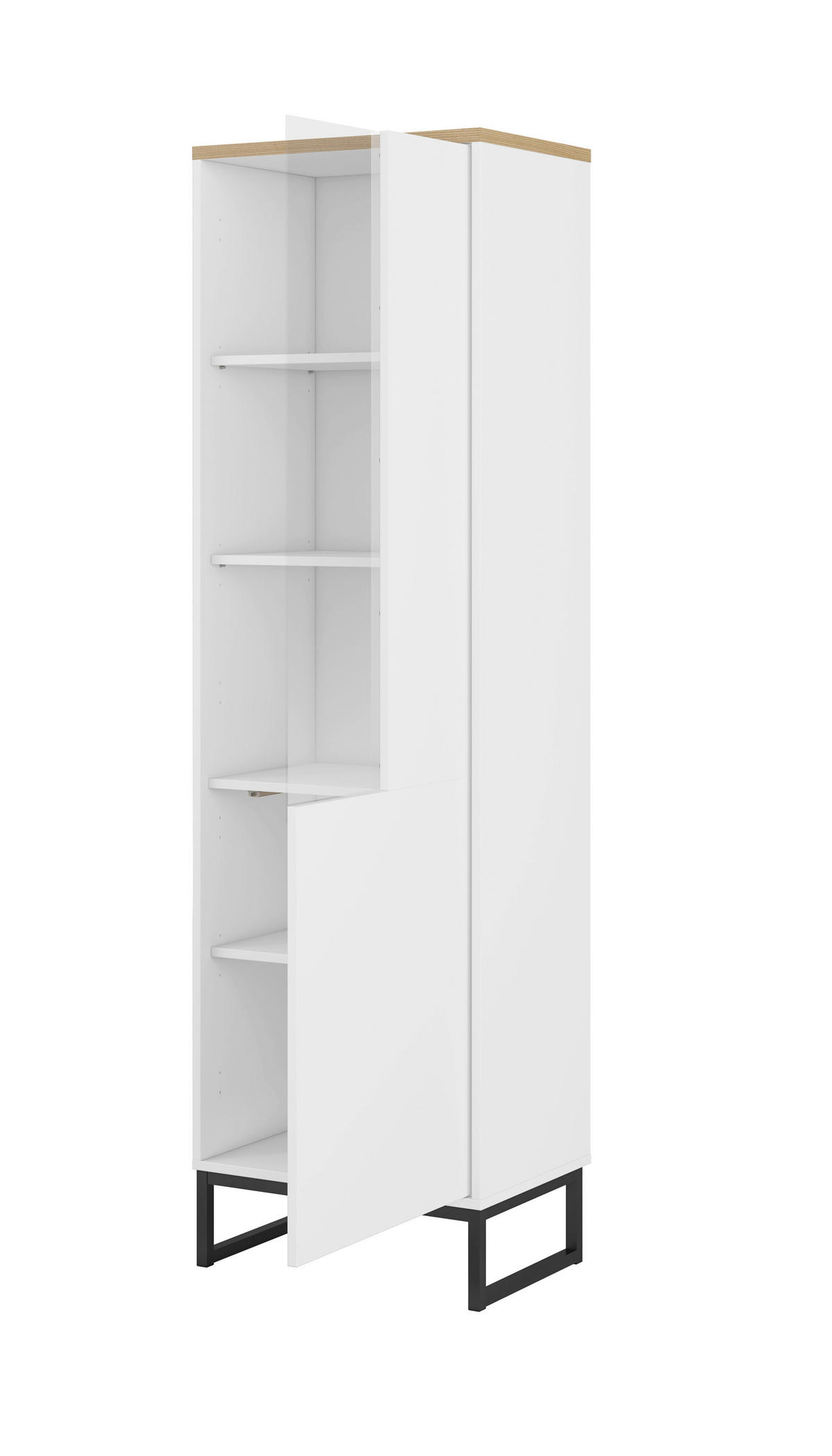 VITRINE Alto in Weiß, Eichefarben  - Eichefarben/Schwarz, Design, Glas/Holzwerkstoff (53,4/180,7/36,5cm) - MID.YOU