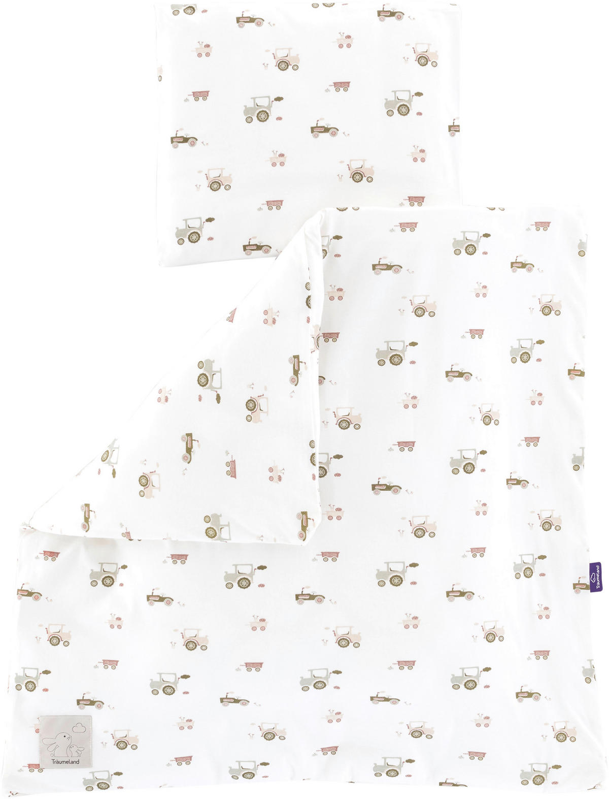 BABYBETTWÄSCHE Little Farm grün Jersey 80/80 cm  - Weiß/Grün, Basics, Textil (80/80cm) - Träumeland