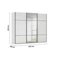 SCHWEBETÜRENSCHRANK 242/223/68 cm 3-türig Grau, Weiß  - Schwarz/Weiß, KONVENTIONELL, Glas/Holzwerkstoff (242/223/68cm) - Novel
