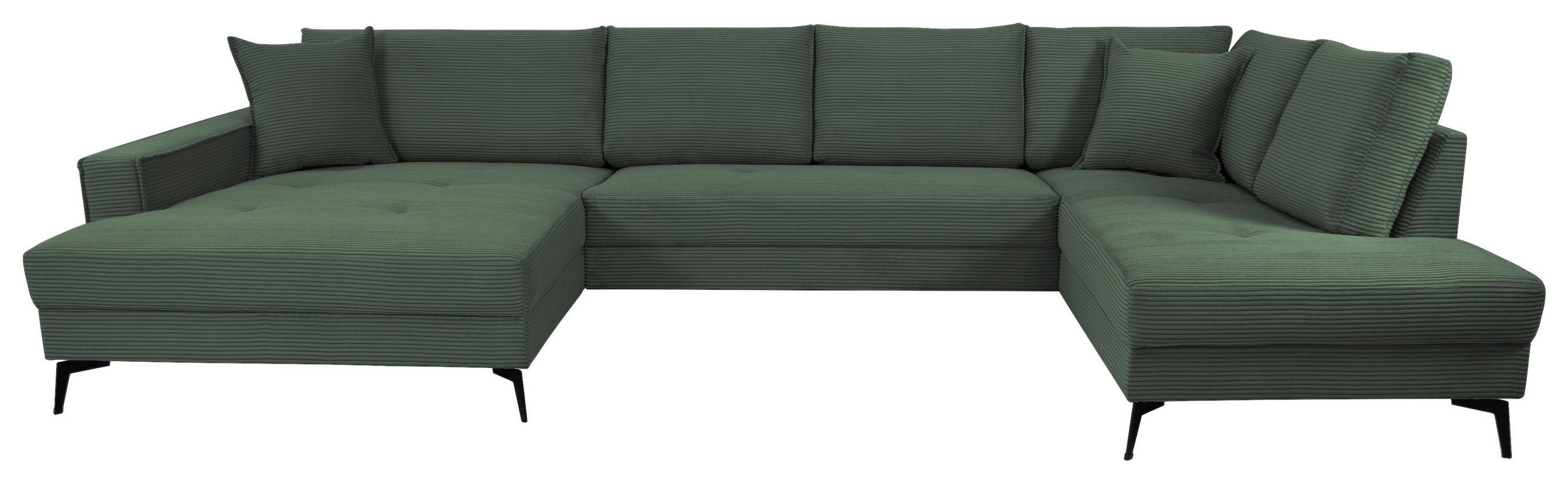 WOHNLANDSCHAFT ZERO Dunkelgrün Cord  - Dunkelgrün/Schwarz, Trend, Textil/Metall (173/362/195cm) - Livetastic