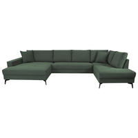 WOHNLANDSCHAFT ZERO Dunkelgrün Cord  - Dunkelgrün/Schwarz, Trend, Textil/Metall (173/362/195cm) - Livetastic