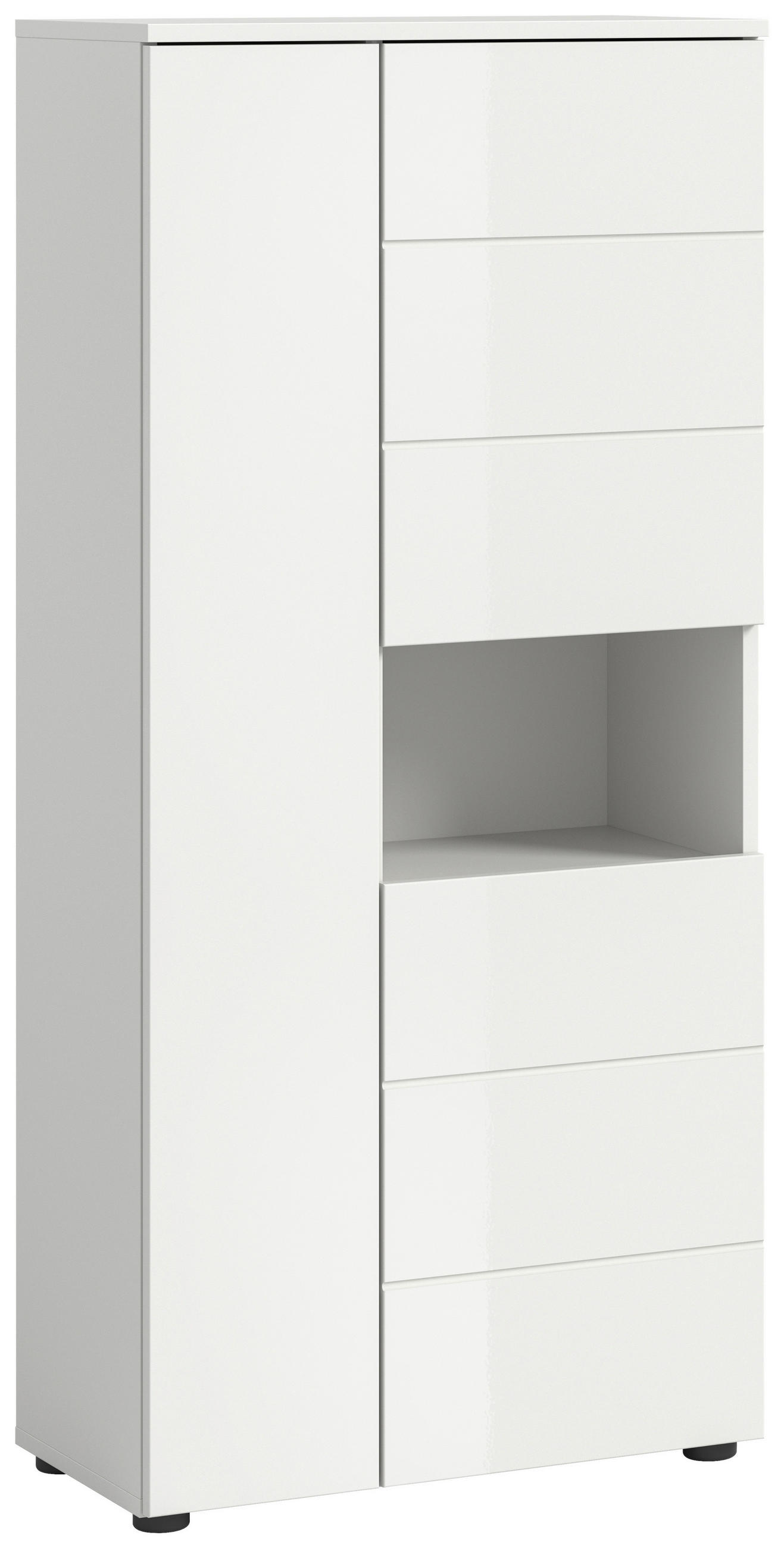 MIDISCHRANK 60/133/34 cm  - Weiß Hochglanz/Schwarz, MODERN, Holzwerkstoff/Kunststoff (60/133/34cm) - MID.YOU