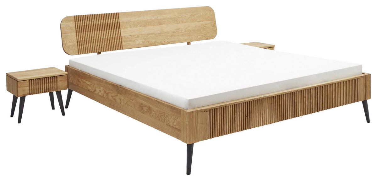 BETT 180/200 cm,  in Wildeiche  - Wildeiche/Schwarz, Natur, Holz (180/200cm) - Linea Natura