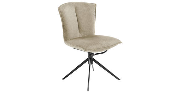 STUHL  in Stahl Velours Metall, Textil  - Creme/Schwarz, Design, Textil/Metall (53/88/62cm) - Novel