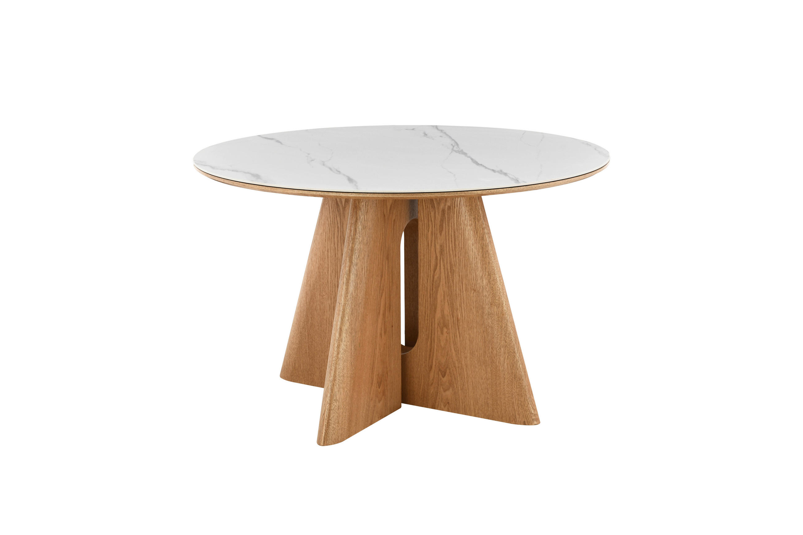 ESSTISCH 120/75/120 cm Echtholz, Nachbildung  Holz, Stein, Holzwerkstoff rund Weiß, Eichefarben  - Eichefarben/Weiß, Design, Holz/Holzwerkstoff (120/75/120cm) - VanDerken