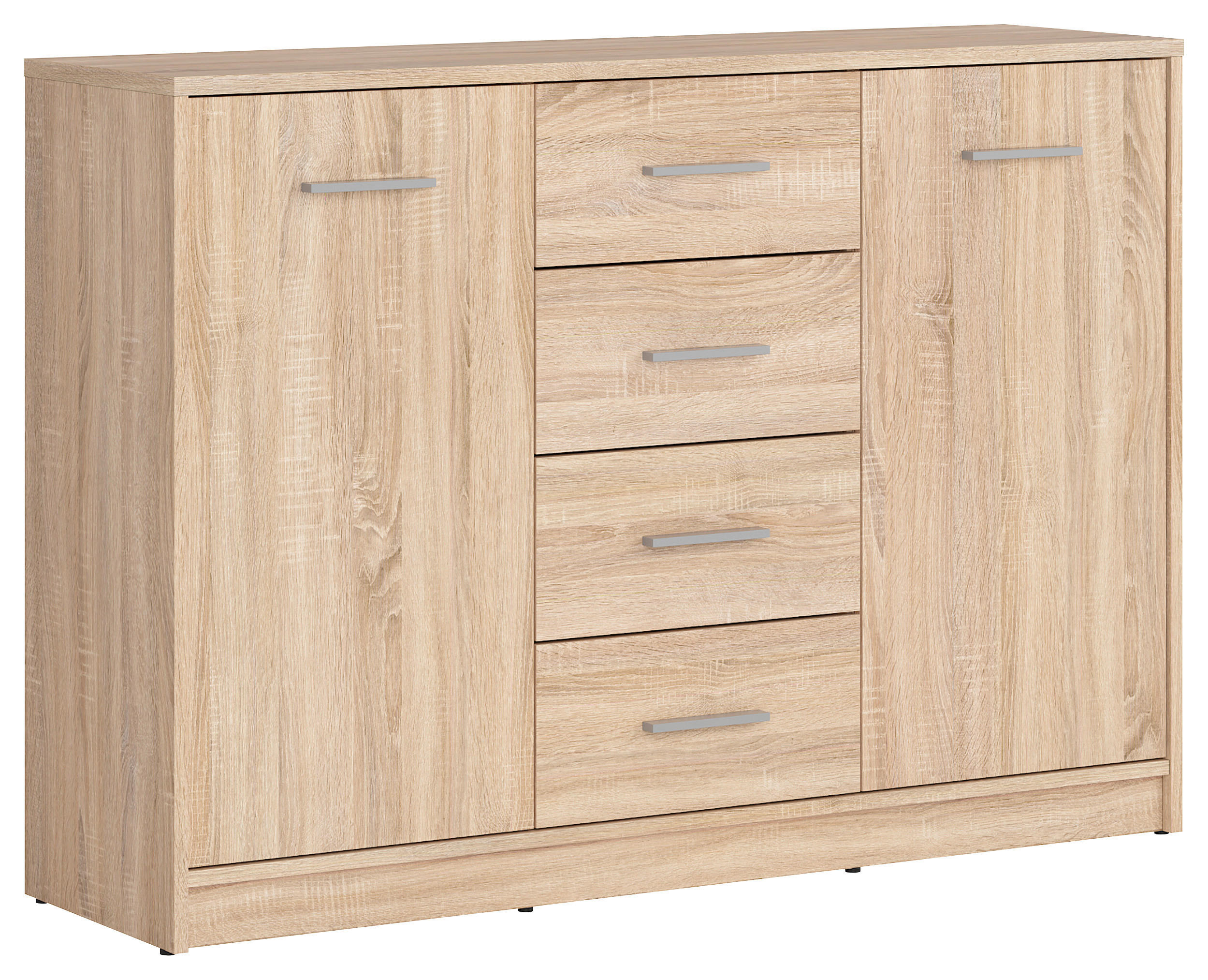 KOMMODE 118,5/84/34 cm  - Silberfarben/Schwarz, Design, Holzwerkstoff/Kunststoff (118,5/84/34cm)