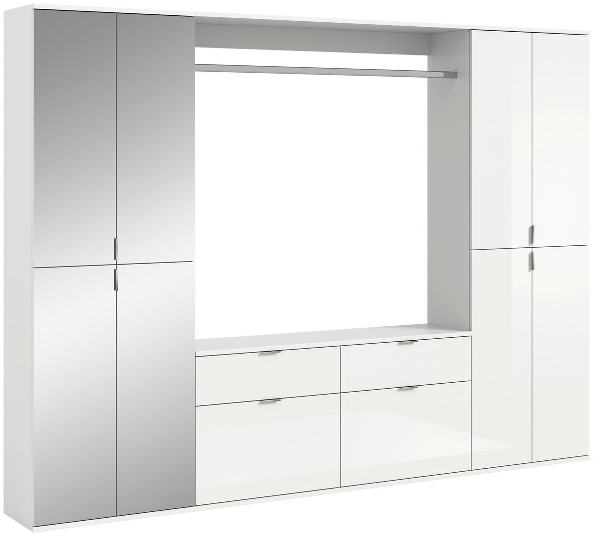 PREDSOBA bela, visoki sijaj - bela/visoki sijaj, Moderno, steklo/leseni material (243/193/34cm) - MID.YOU