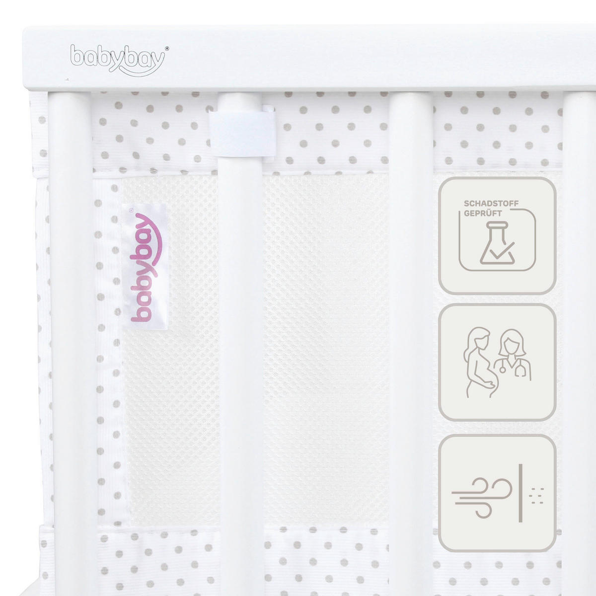 NESTCHEN babybay Nestchen 3D Mesh  - Weiß, Basics, Naturmaterialien (168/24/2cm) - Tobi