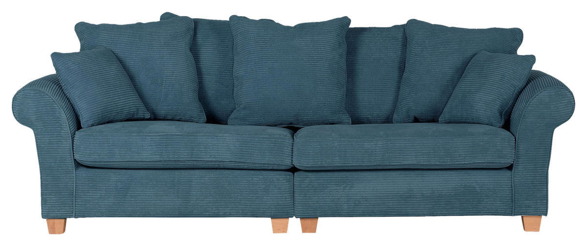 BIG SOFFA i manchester petrol  - petrol/ekfärgad, Lifestyle, trä/textil (264/70/111cm) - Livetastic