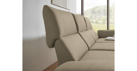 ECKSOFA  in Flachgewebe Hellbraun Armteilverstellung, Relaxfunktion, Drehsitzfunktion  255-365/175-224 cm  - Hellbraun/Schwarz, Design, Textil/Metall (255-365/175-224cm) - Dieter Knoll