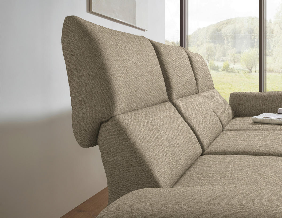 ECKSOFA  in Flachgewebe Hellbraun  255-365/175-224 cm  - Hellbraun/Schwarz, Design, Textil/Metall (255-365/175-224cm) - Dieter Knoll