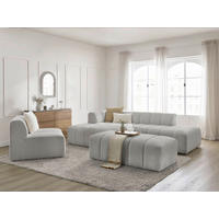 ECKSOFA Ottomane links  ANNECY Hellgrau Bouclé  - Hellgrau/Schwarz, MODERN, Kunststoff/Textil (170/262cm)