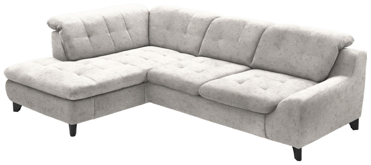 HÖRNSOFFA i chenille ecru  - svart/ecru, Klassisk, metall/textil (200/281cm) - MID.YOU